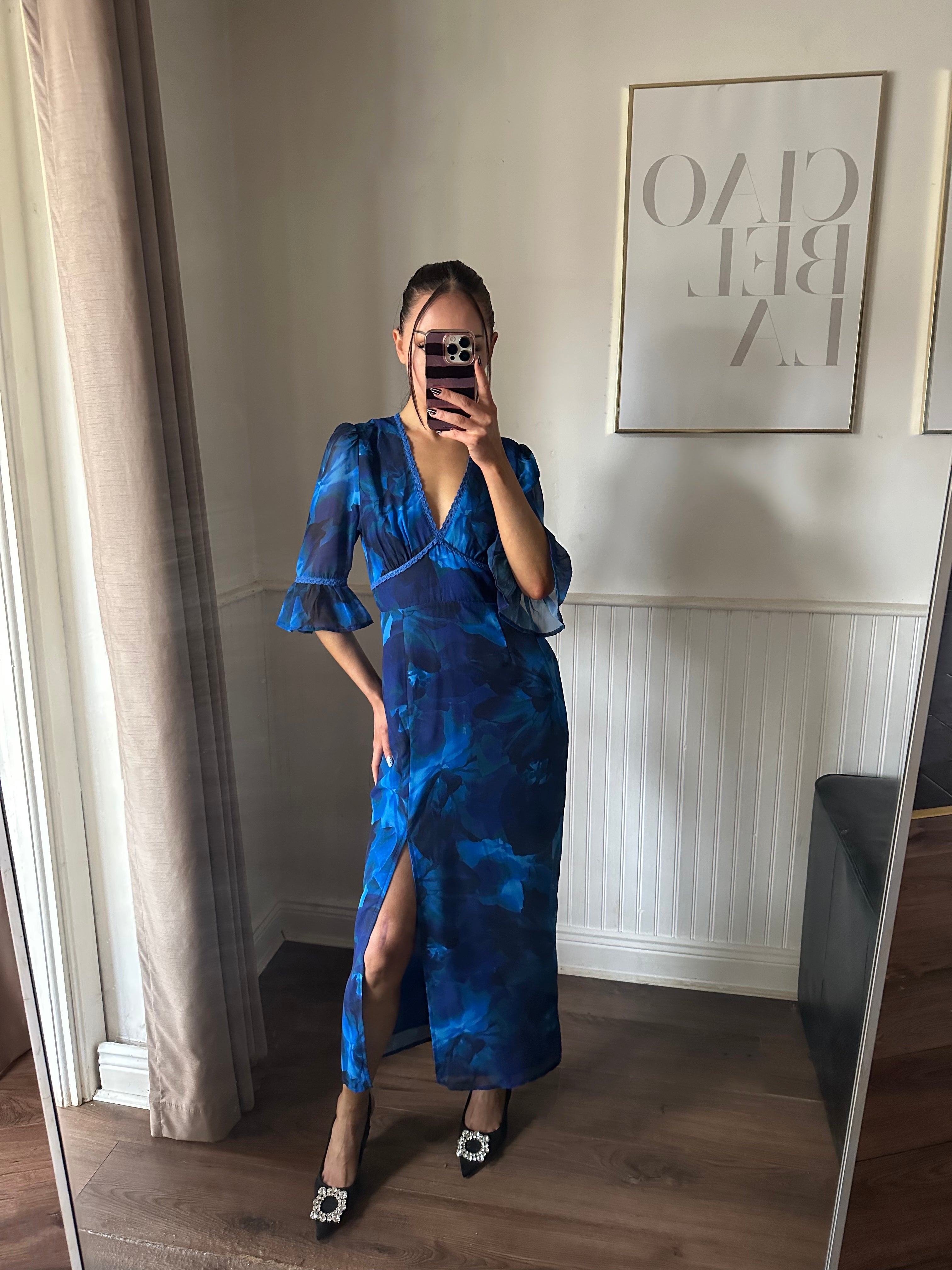 'ZARA' BLUE FLORAL PRINT DRESS