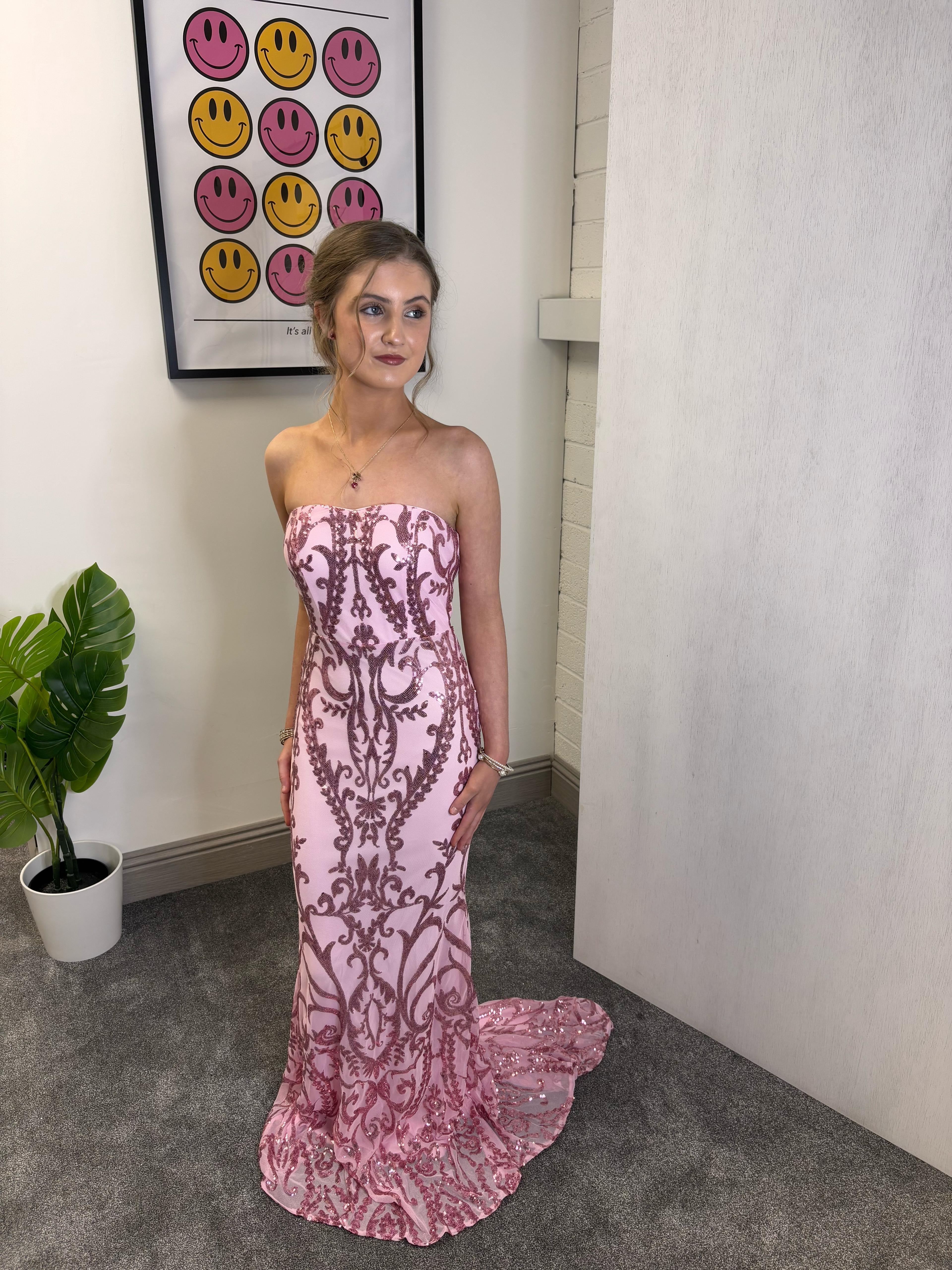 PINK SEQUIN FITTED GOWN