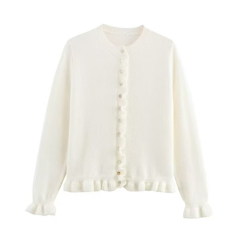 FRILL CARDIGAN WHITE