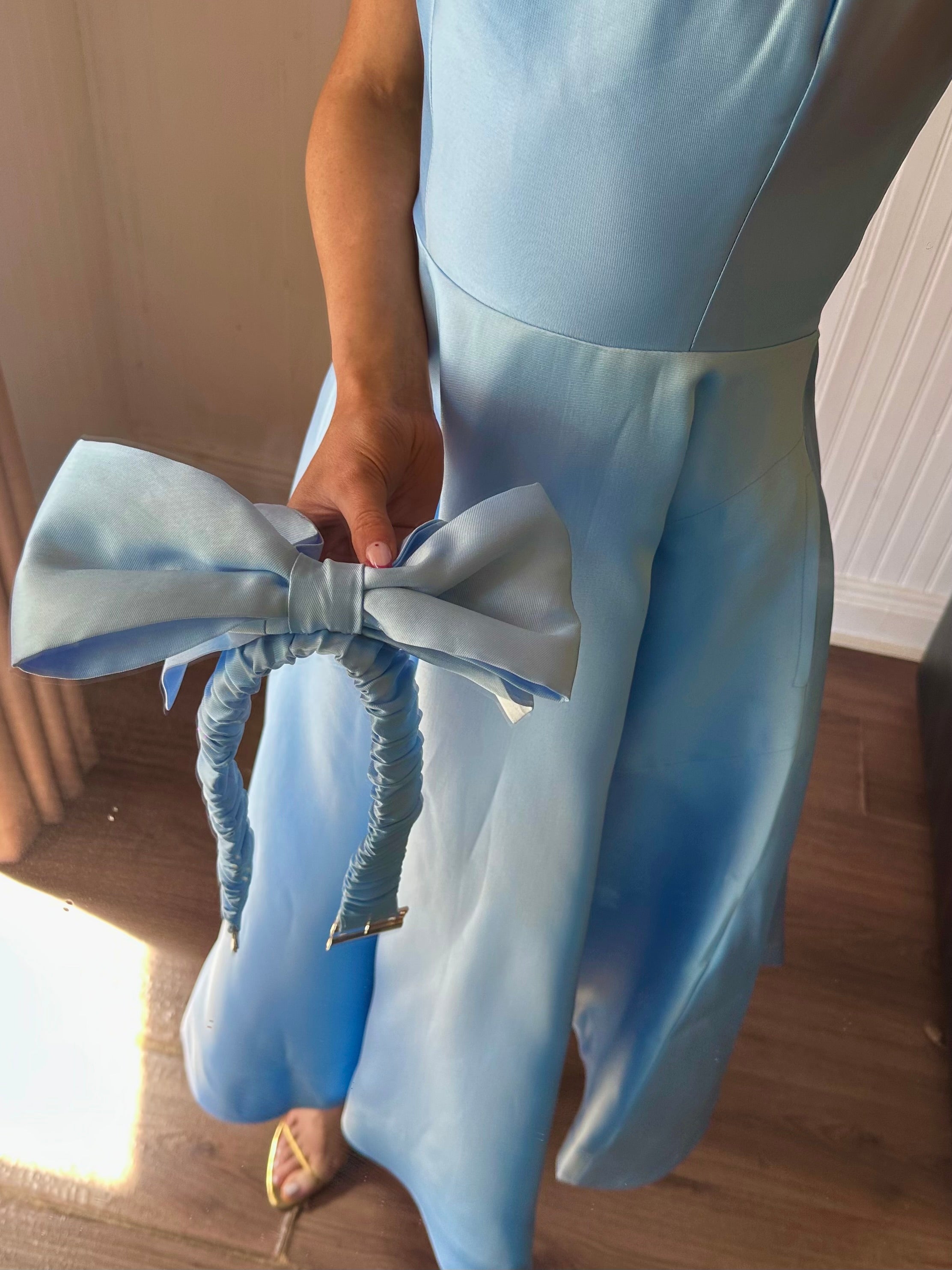 ARIA BLUE SATIN TWILL DRESS