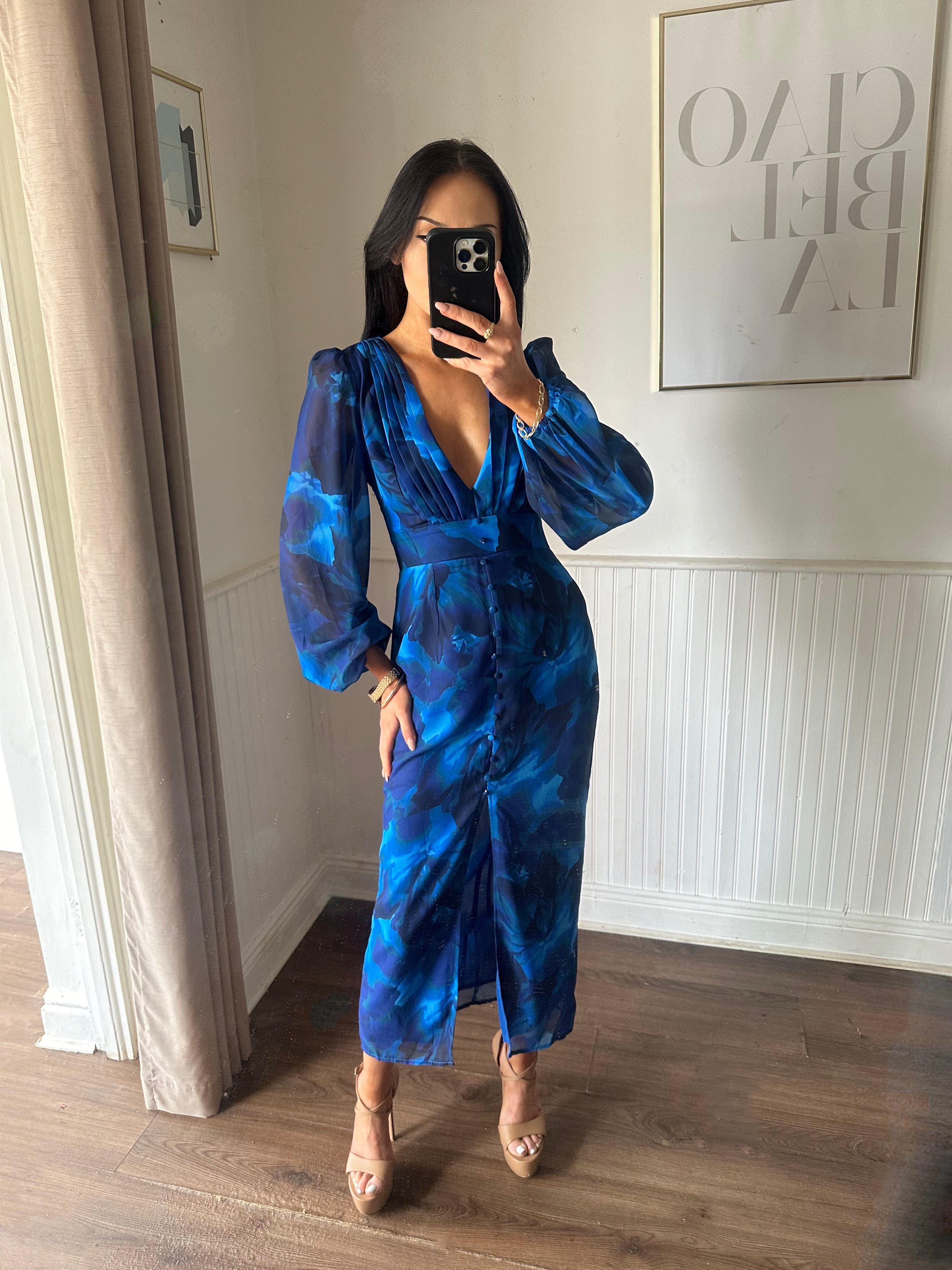 MIMI DRESS BLUE FLORAL PRINT