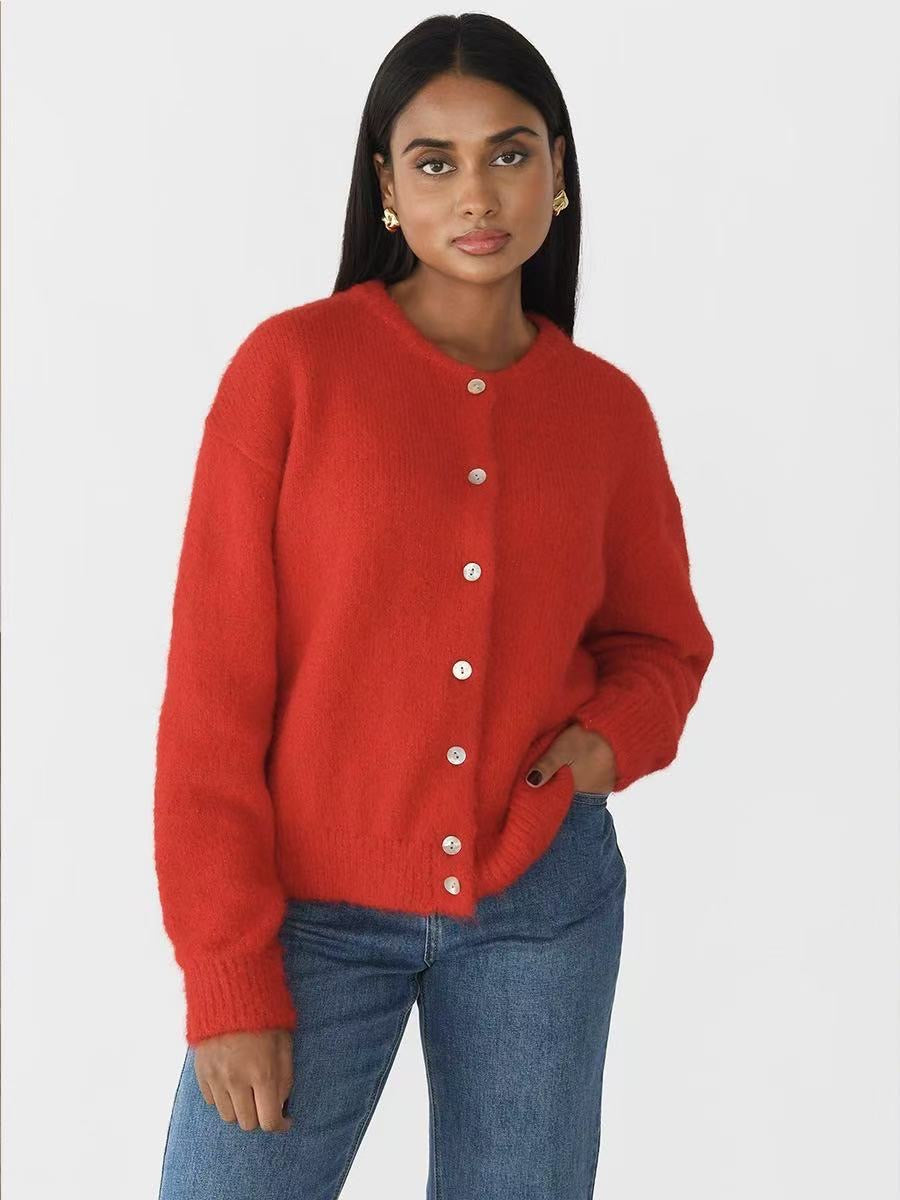 RED OVERSIZED BUTTON UP CARDIGAN- PRE SIZE SMALL