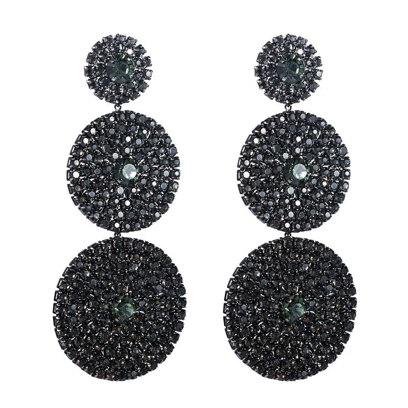 BLACK DROP DISC EARRINGS