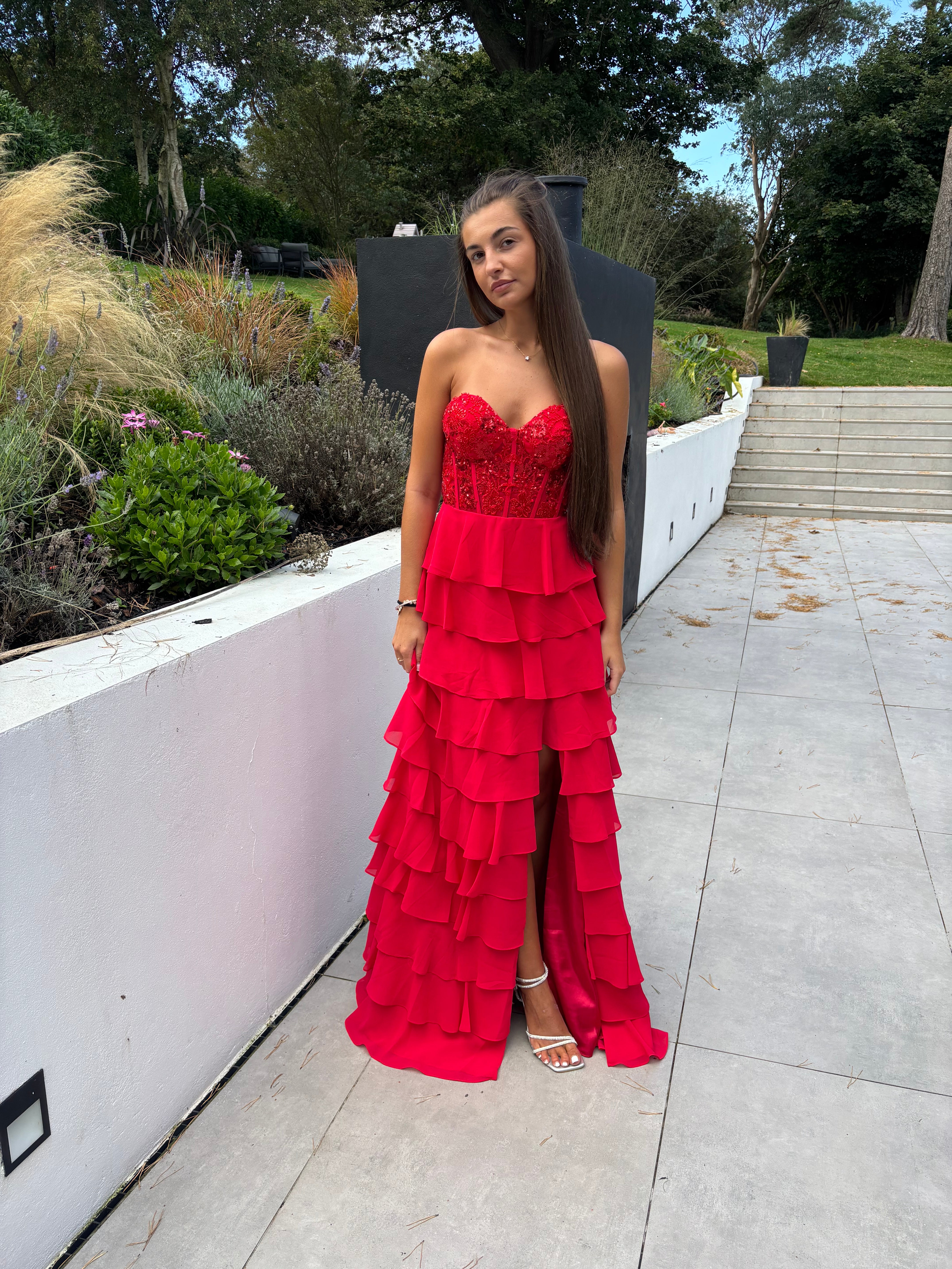 RED FRILL GOWN