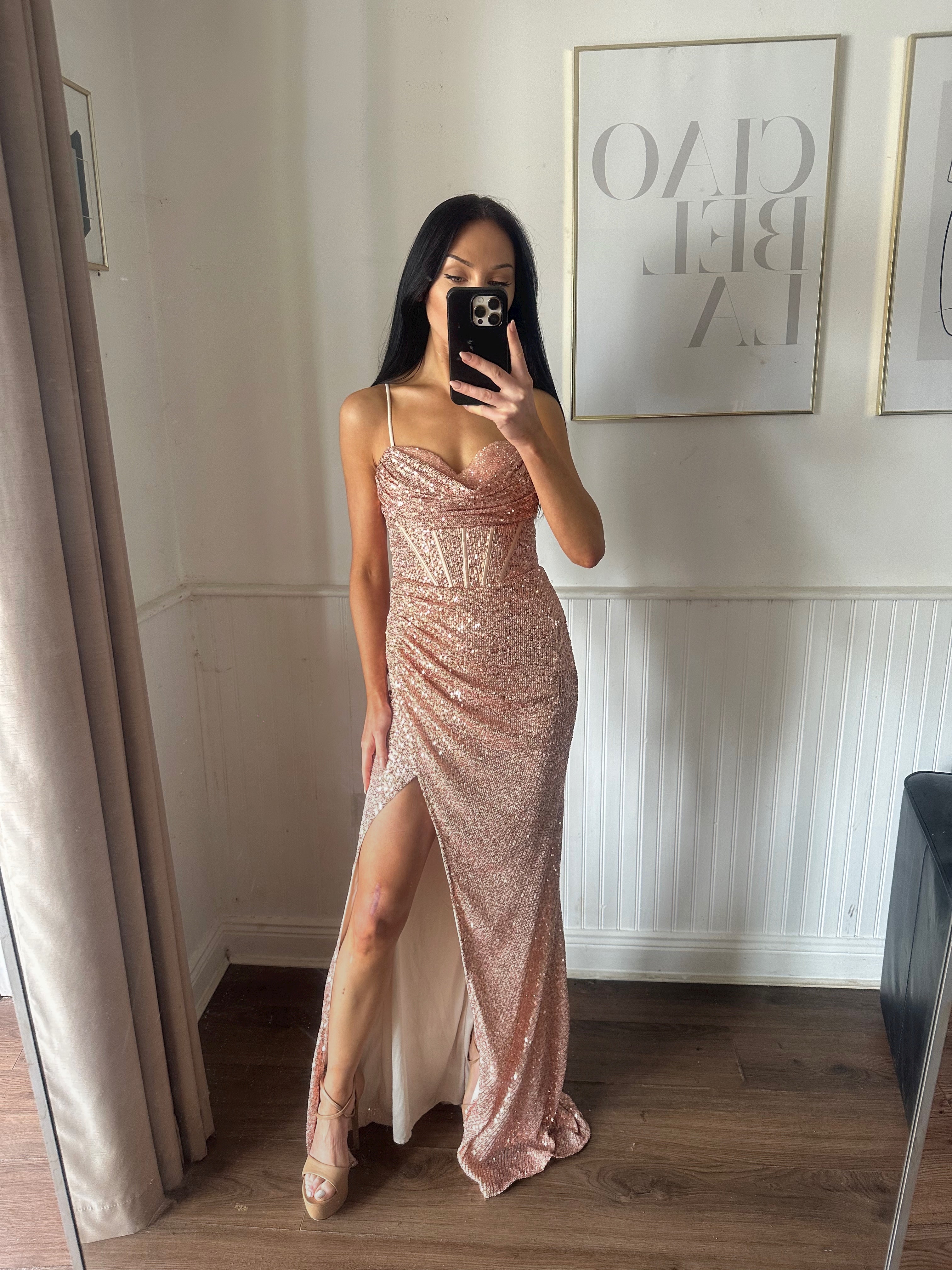 KIMMY ROSE GOLD FULL LEGHT GOWN