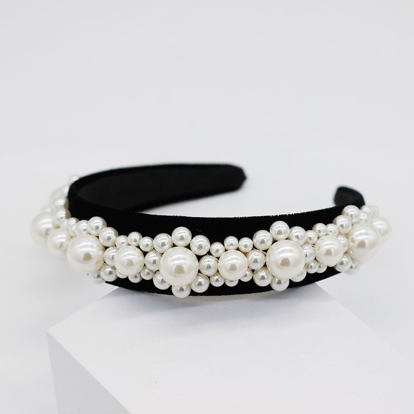 BLACK VELVET PEARL HAIR BAND