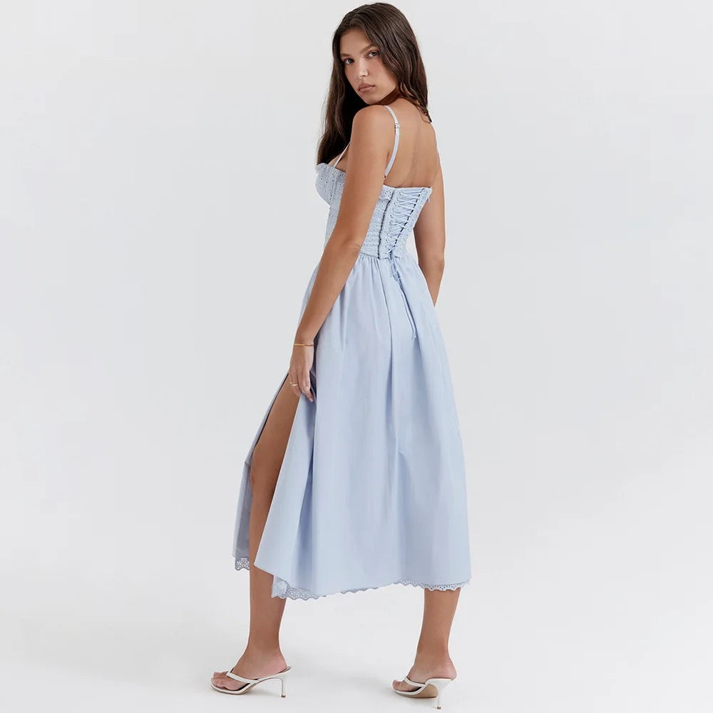 BABY BLUE BUSTIER DRESS