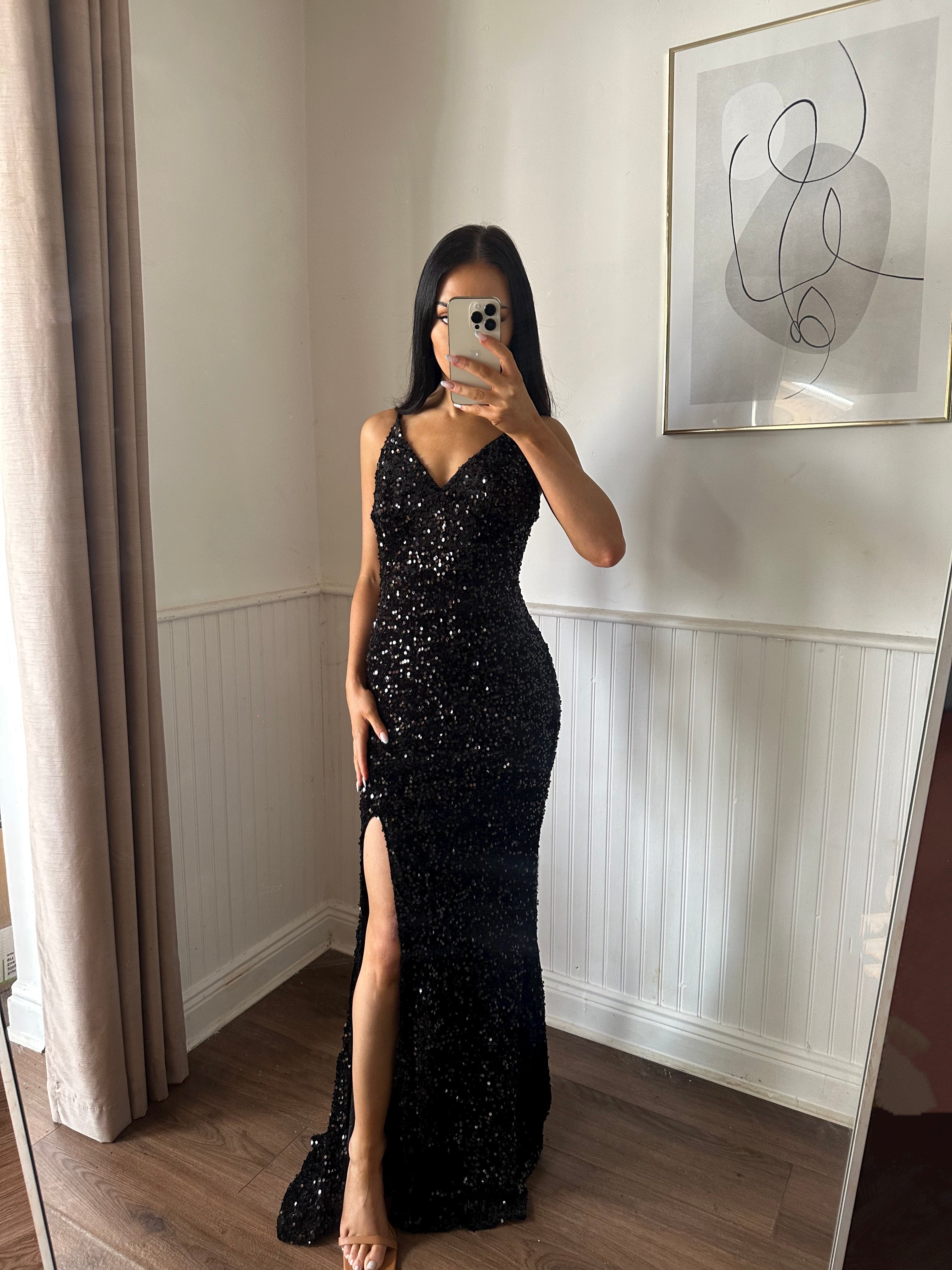 BLACK SEQUIN GOWN