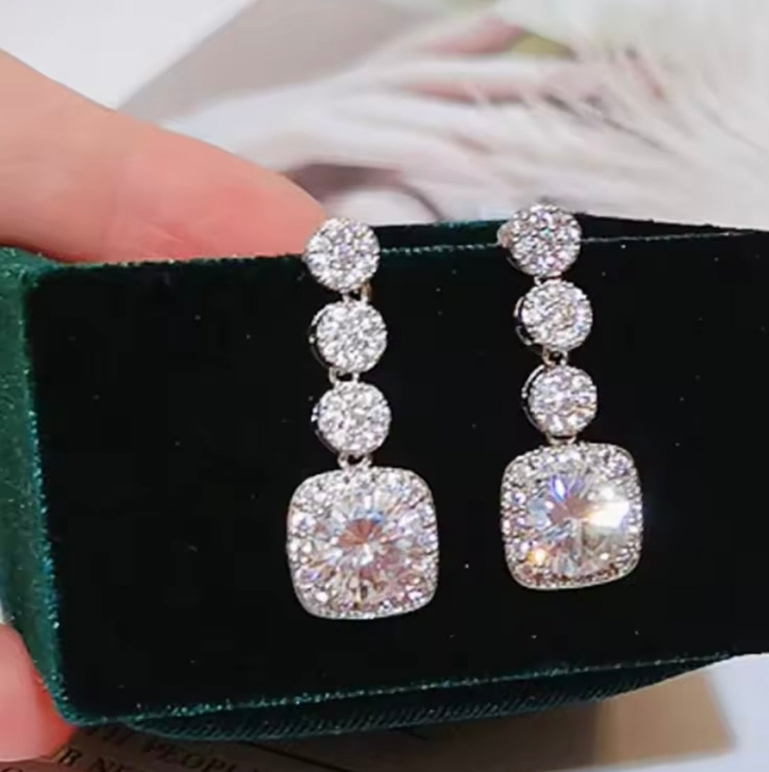 DROP DIAMONTE SILVER EARRINGS