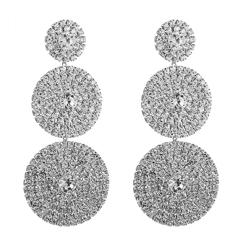 SILVER DISC DROP EARRINGS