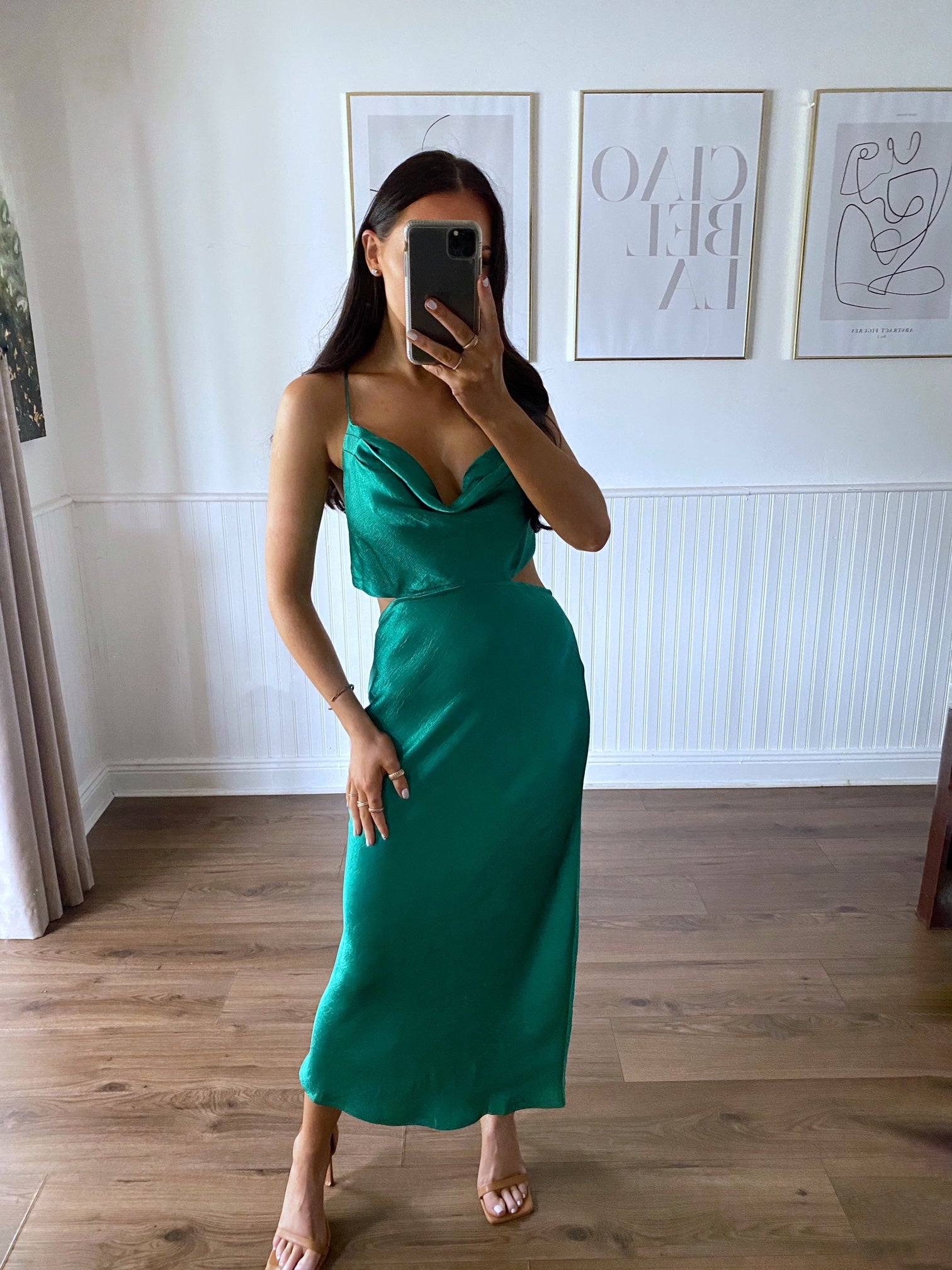 CHANYA SLIP DRESS GREEN