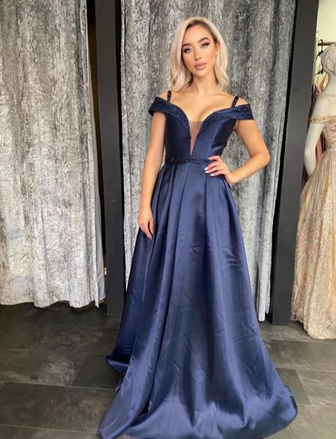 NAVY DIAMONTE BALL GOWN
